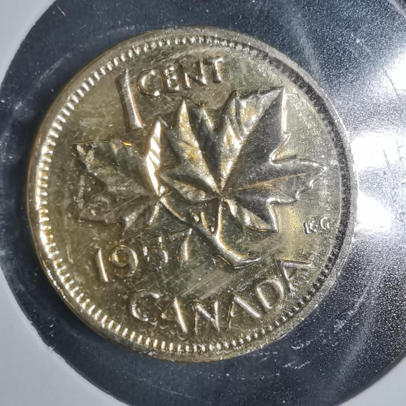 沼泽如烟--第885场 加拿大1957年一分金色镀层