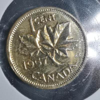 沼泽如烟--第885场 - 加拿大1957年一分金色镀层