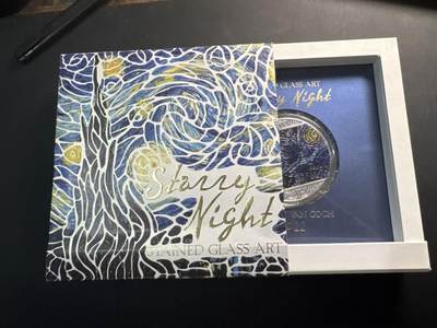 ❤️【币观天下】❤️ 第329期钱币拍卖- 2025.10.31周五晚上6点半场-长期征集拍品 - 加纳2022年彩色玻璃艺术系列第一枚梵高星月夜2盎司彩色银币999银发行量5000枚