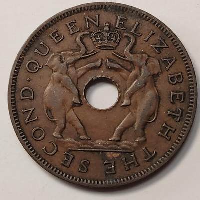 布加迪🐬～世界钱币(上海)🌾第 255 期 /  各国套币和散币 - 罗德西亚和尼亚萨兰 1956年 1便士