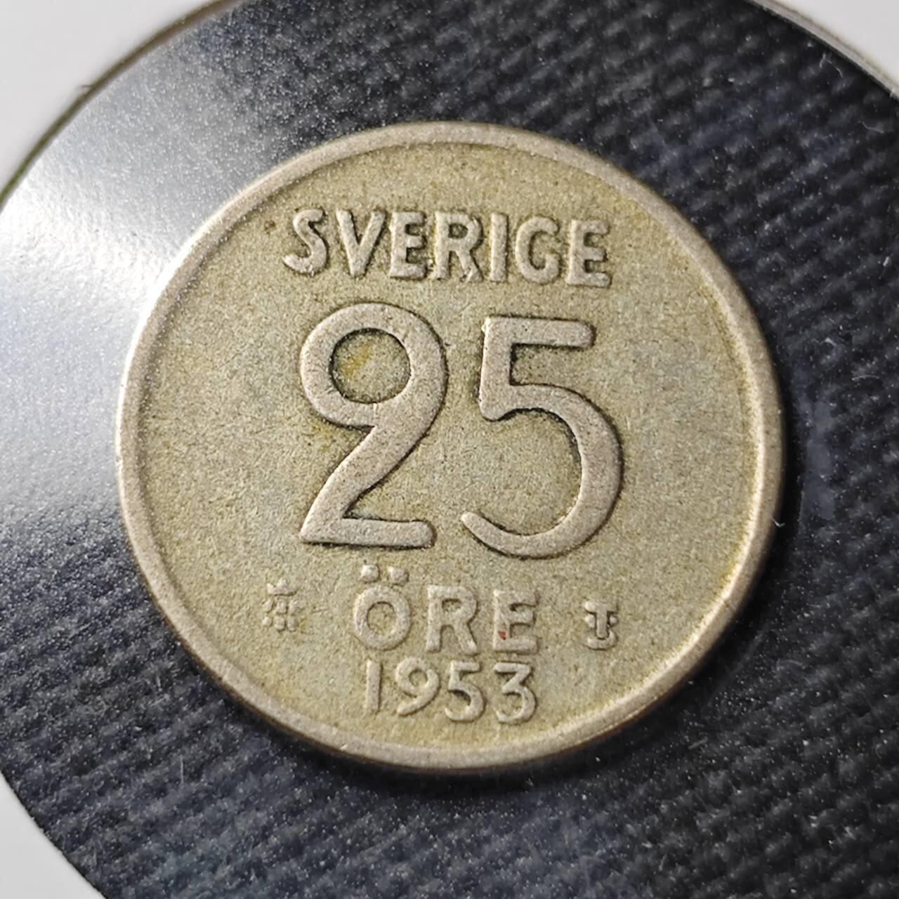 KK钱币收藏小铺  第361场  2月预留时间 周末发货  1953瑞典25欧尔银币
