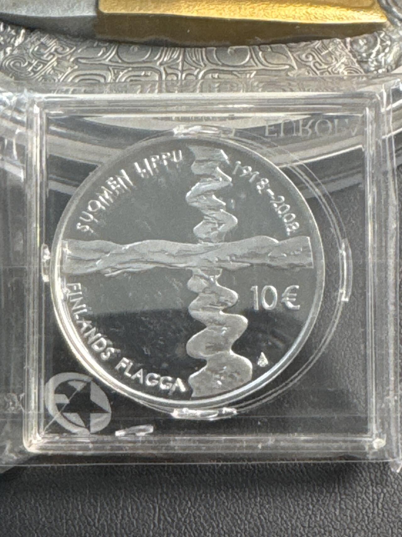 ❤️【币观天下】❤️ 第329期钱币拍卖- 2025.10.31周五晚上6点半场-长期征集拍品 【欧洲之星】专用方盒包装芬兰2008年国旗精制银币925银25.5克直径38.6毫米
