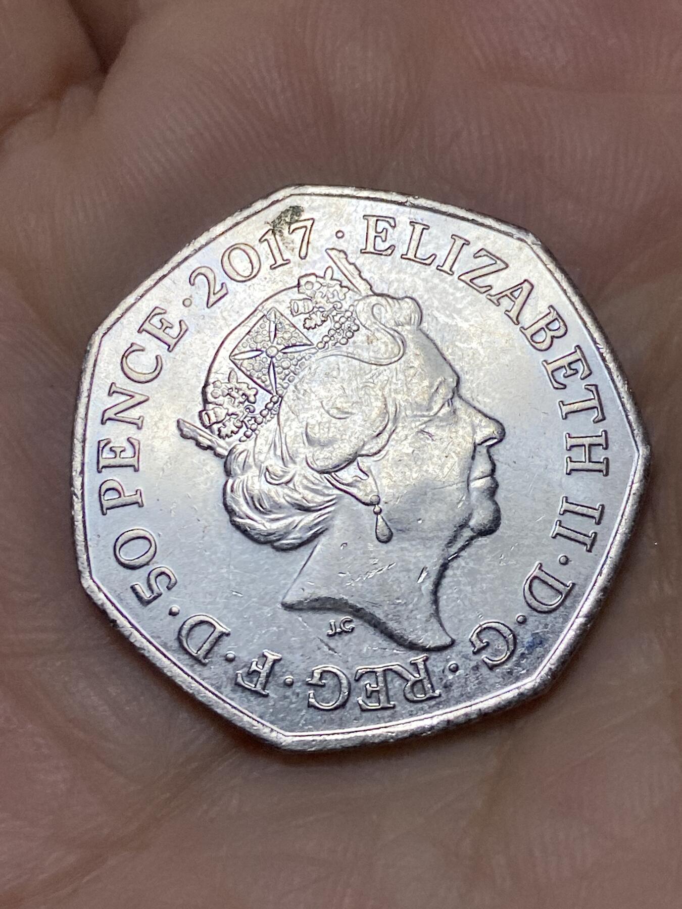 2025年第一百一十九场(总第一百四十五场）外国好品散币(免佣金) 英国🇬🇧2017年50便士(本杰明兔纪念币)