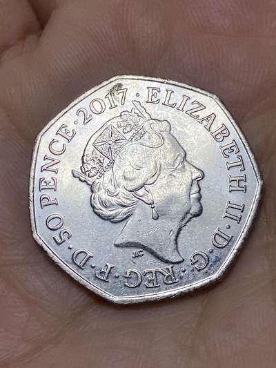 2025年第一百一十九场(总第一百四十五场）外国好品散币(免佣金) - 英国🇬🇧2017年50便士(本杰明兔纪念币)