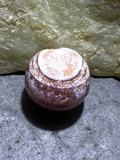 精美高玉化奶油皮天眼缠丝风化纹玛瑙随形苹果珠一颗， - 精美高玉化奶油皮天眼缠丝风化纹玛瑙随形苹果珠一颗，