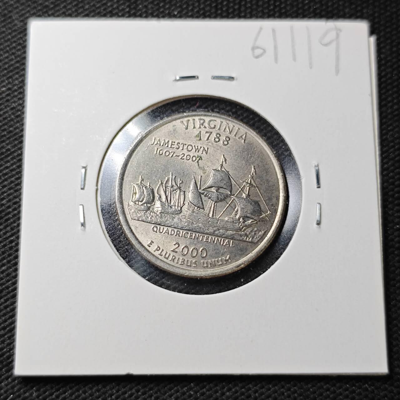 KK钱币收藏小铺  第361场  2月预留时间 周末发货  2000美国25分纪念币
