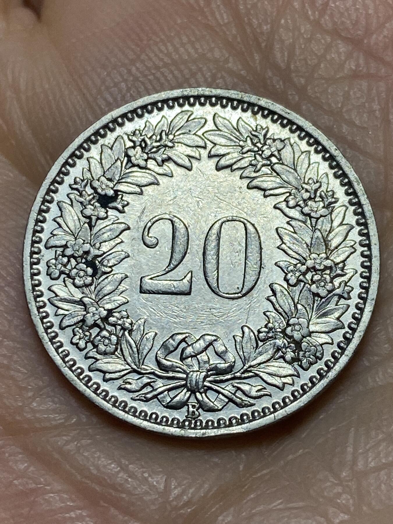 2025年第一百一十九场(总第一百四十五场）外国好品散币(免佣金) 瑞士🇨🇭1934年20分(B标伯尔尼造)