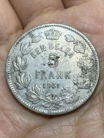 2025年第一百一十九场(总第一百四十五场）外国好品散币(免佣金) - 比利时🇧🇪1931年5法郎(阿尔贝一世时期)