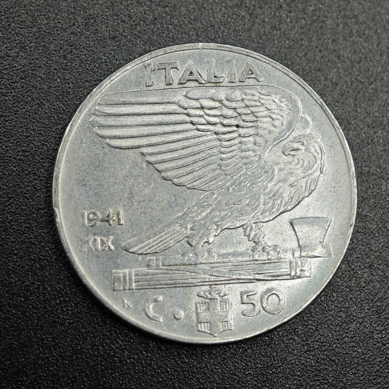 【淘币小摊】实时拍第七百七十九拍   散币场   满百包邮可预留二周 每周一统一发货   意大利1941年50分