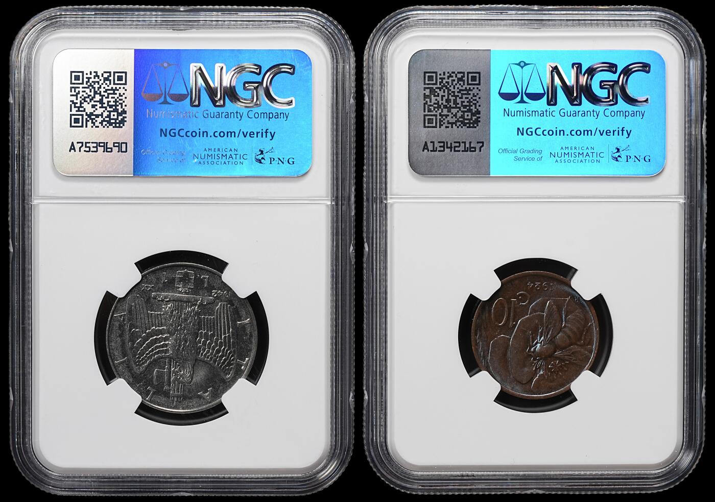 修遠堂世界钱币第九十一期 NGC评级 意大利旧钱币2枚