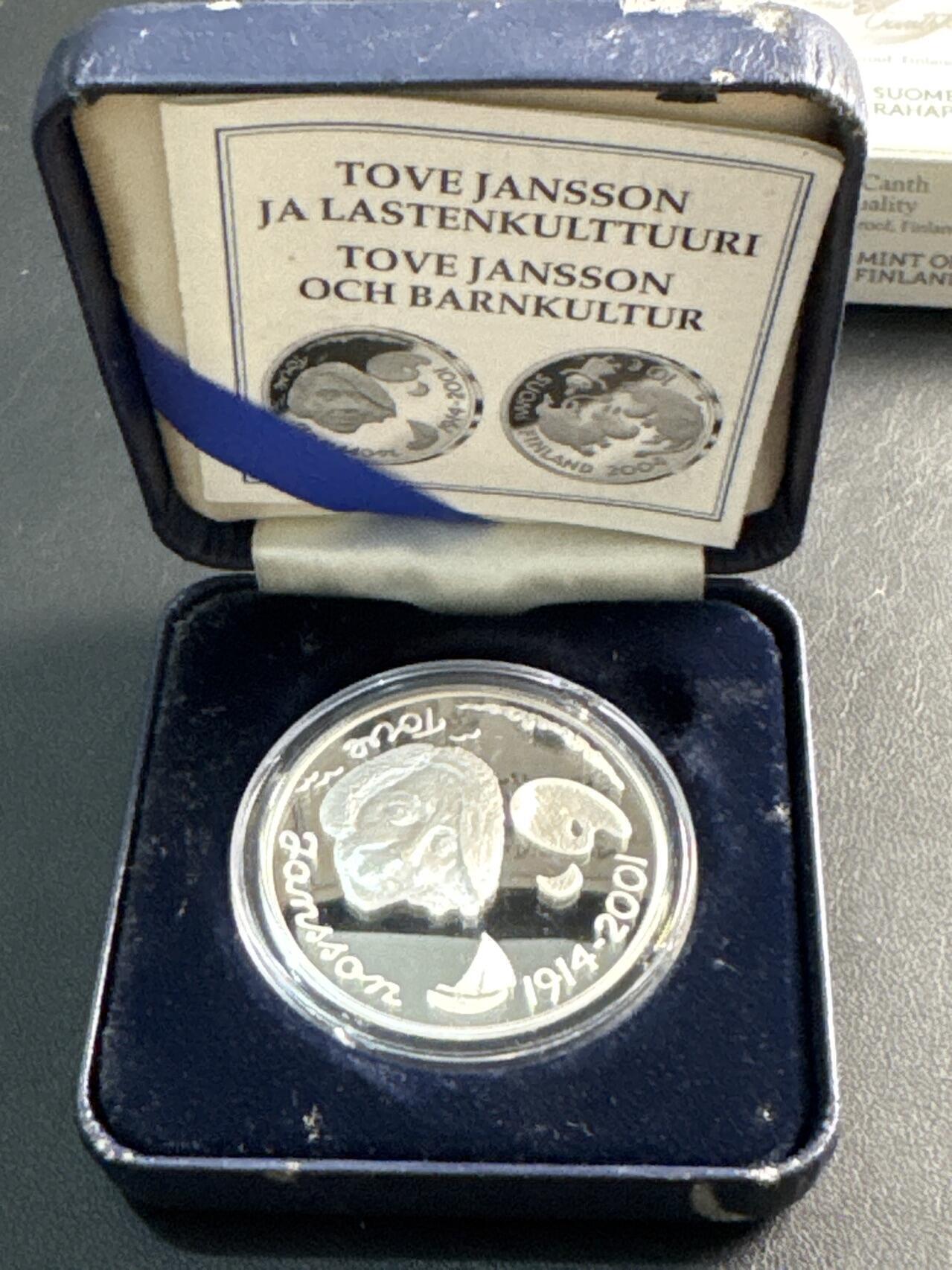 ❤️【币观天下】❤️ 第329期钱币拍卖- 2025.10.31周五晚上6点半场-长期征集拍品 原厂盒证芬兰2004年世界著名奇幻文学大师托芙·扬松诞辰90周年精制纪念银币925银27.4克直径38.6毫米