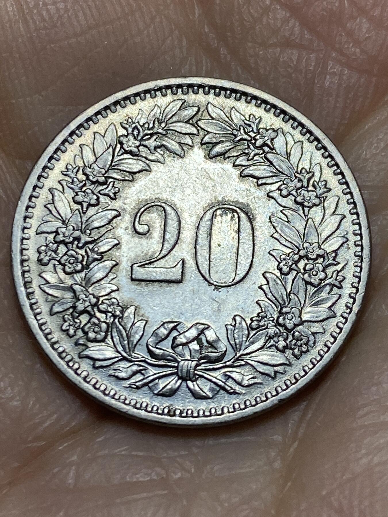 2025年第一百一十九场(总第一百四十五场）外国好品散币(免佣金) 瑞士🇨🇭1970年20分(无标版)