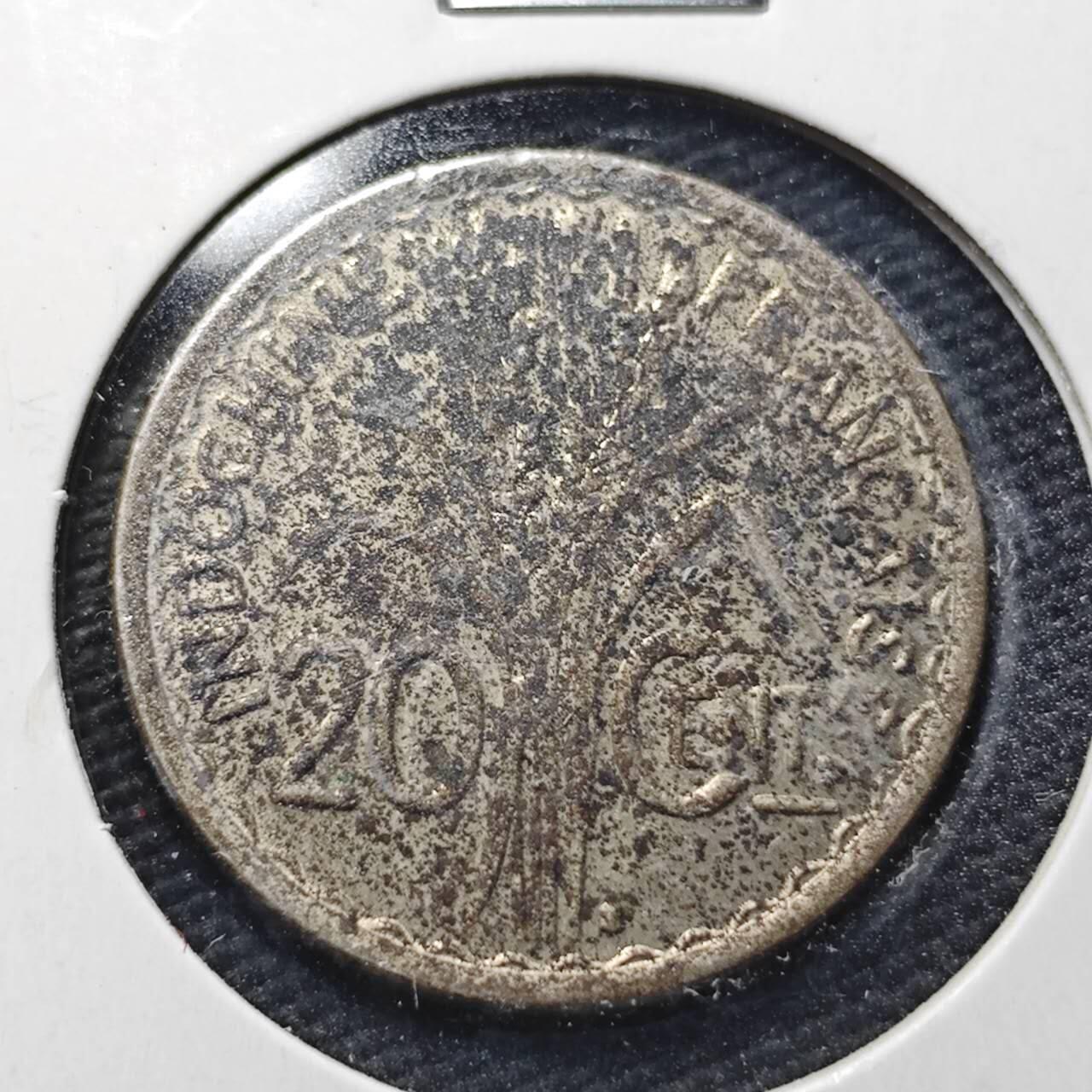 KK钱币收藏小铺  第360场  2月预留时间 周末发货  1941法属印支20分