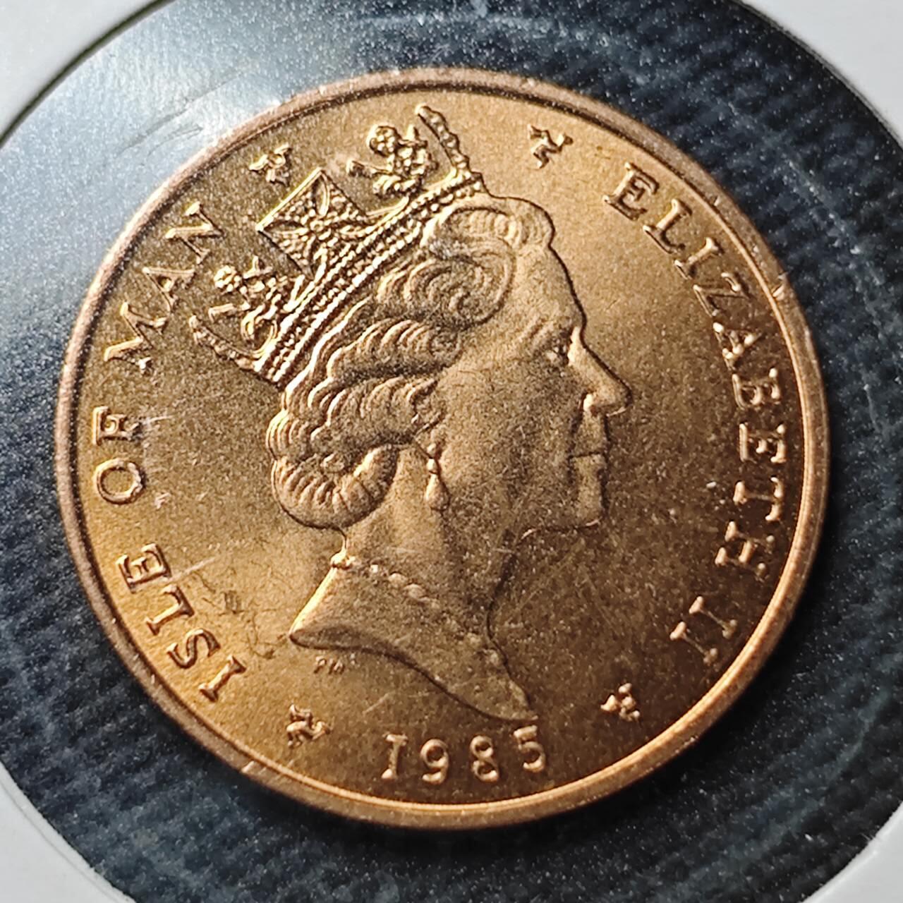 KK钱币收藏小铺  第361场  2月预留时间 周末发货  1985马恩岛1便士铜币 好品