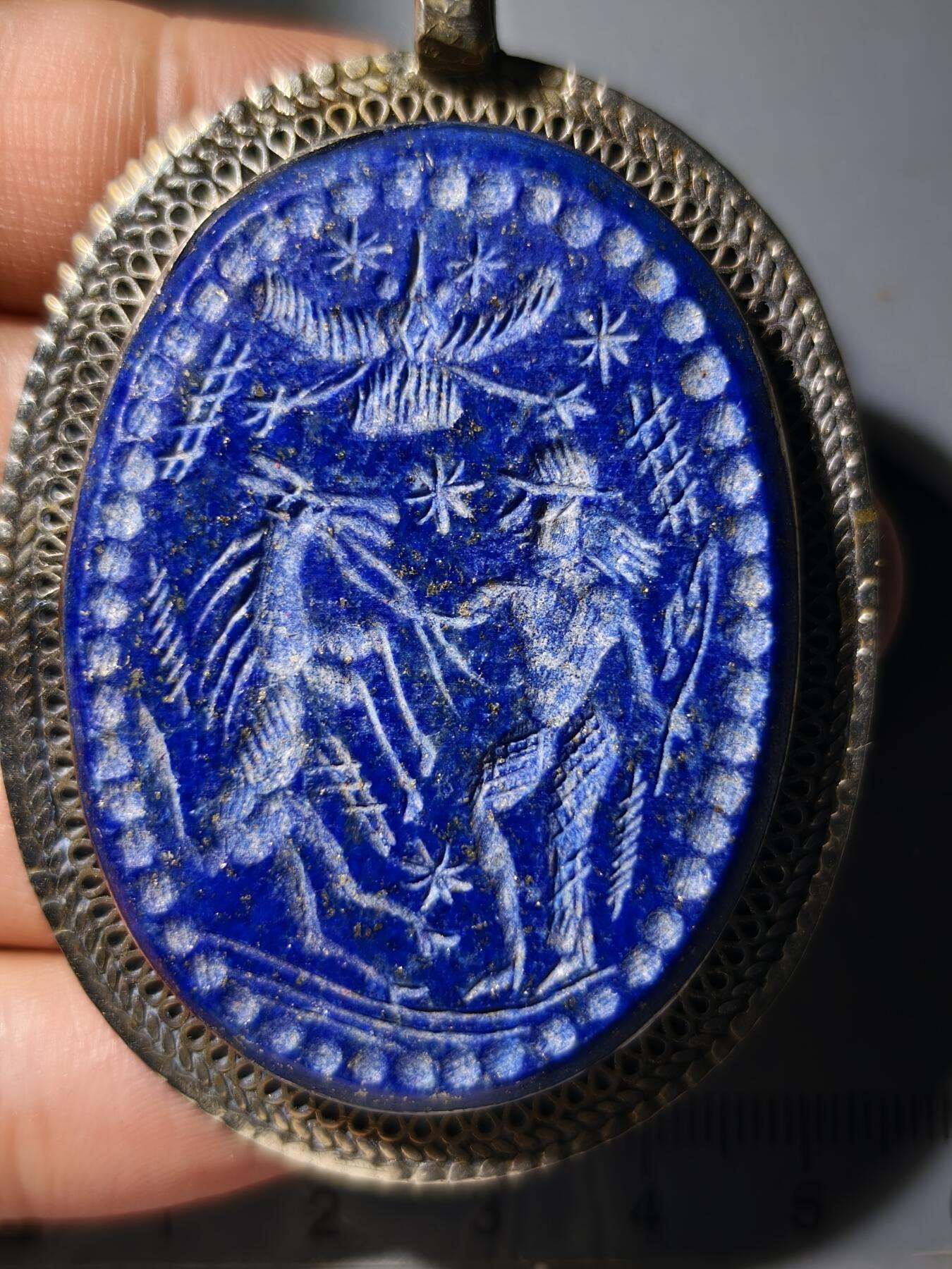 80期回流戒指饰品杂件纪念章丝路钱币专场 中亚回流精工青金石饰品