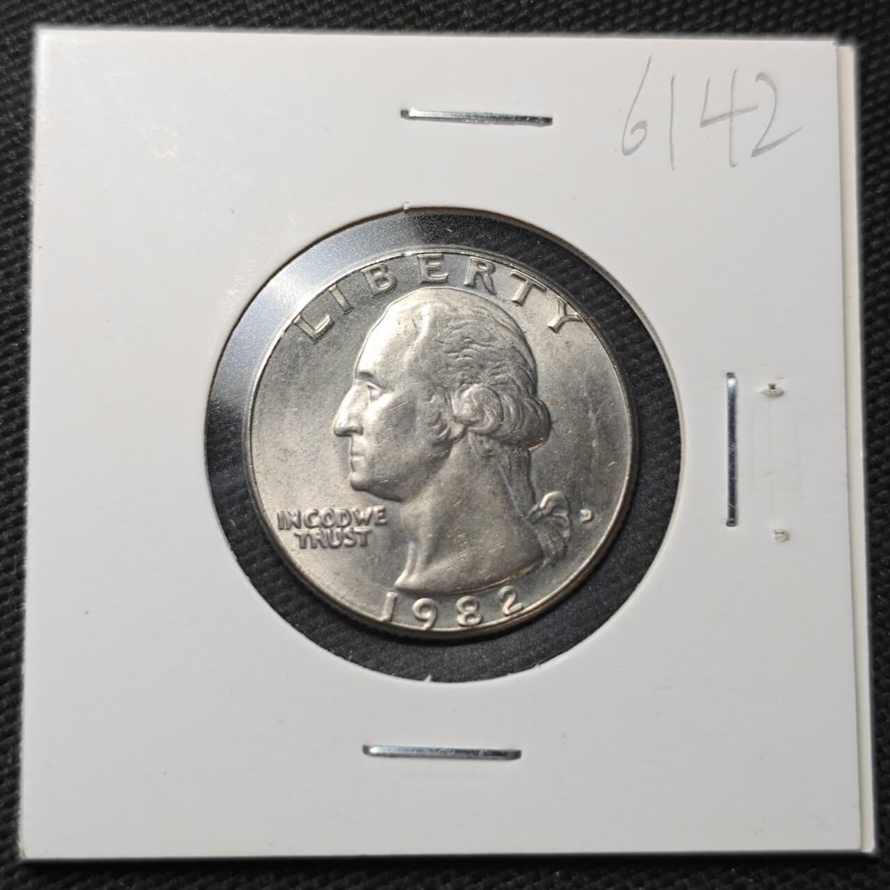 KK钱币收藏小铺  第361场  2月预留时间 周末发货  1982美国25分 好品