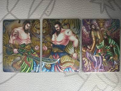 花开卡拍第45期（11月2号周日截拍，品控勿拍!!!拍品不寄存，运费5元，自制卡难免瑕疵，可能存在轻微撞角爆边等出厂瑕疵，品控介意勿拍！） - 墨婉文化 太乙 许褚+许祐+桃园结义 3张 粗闪