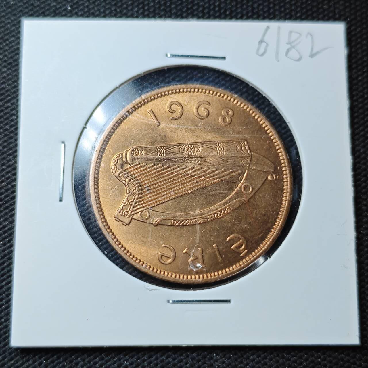 KK钱币收藏小铺  第361场  2月预留时间 周末发货  1968爱尔兰1便士 母鸡铜币