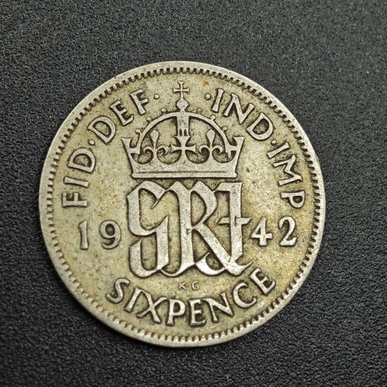 【淘币小摊】限时拍第七百八十拍  小银币场  满百包邮可预留两周  周一统一发货  英国1942年乔治六世6便士银币