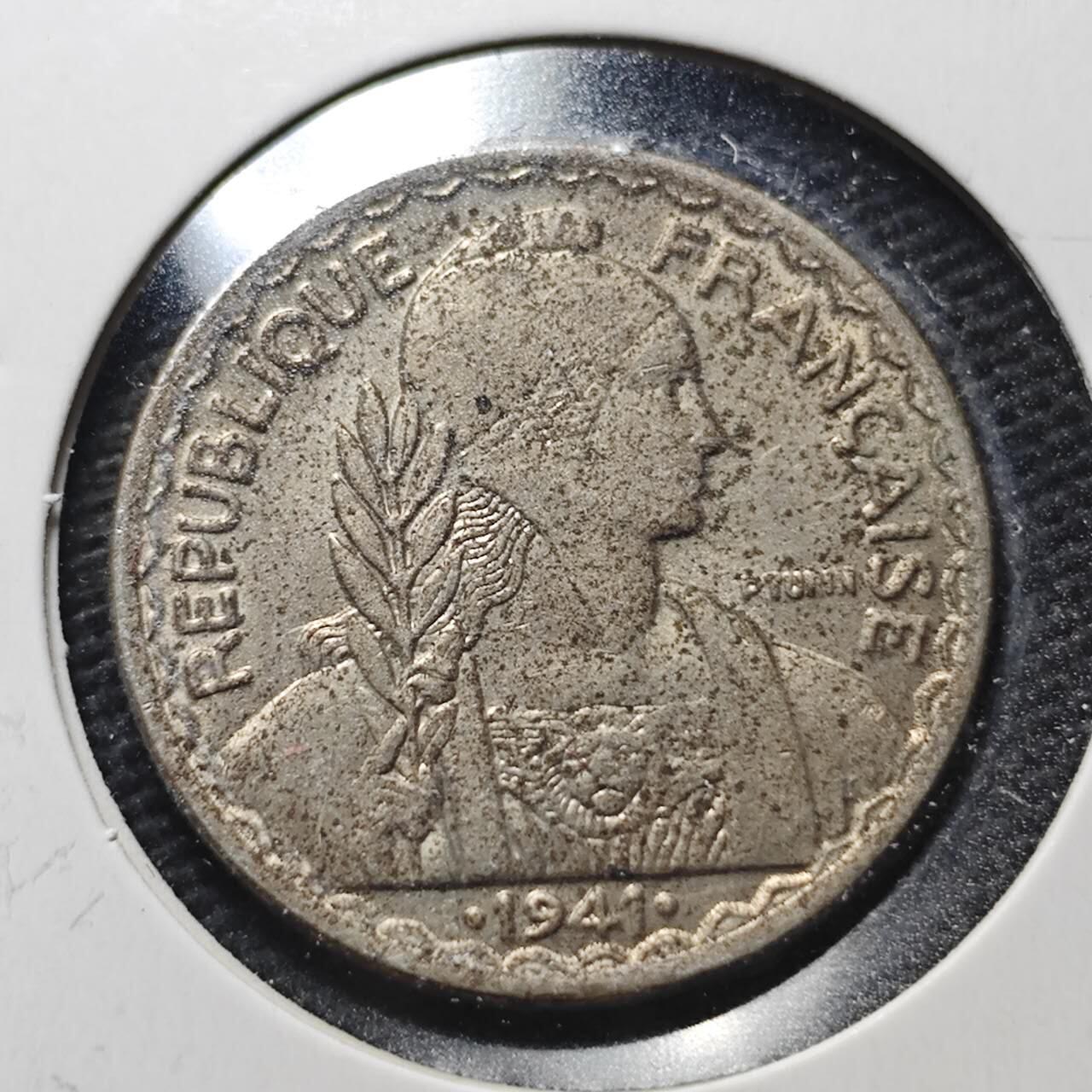 KK钱币收藏小铺  第360场  2月预留时间 周末发货  1941法属印支20分