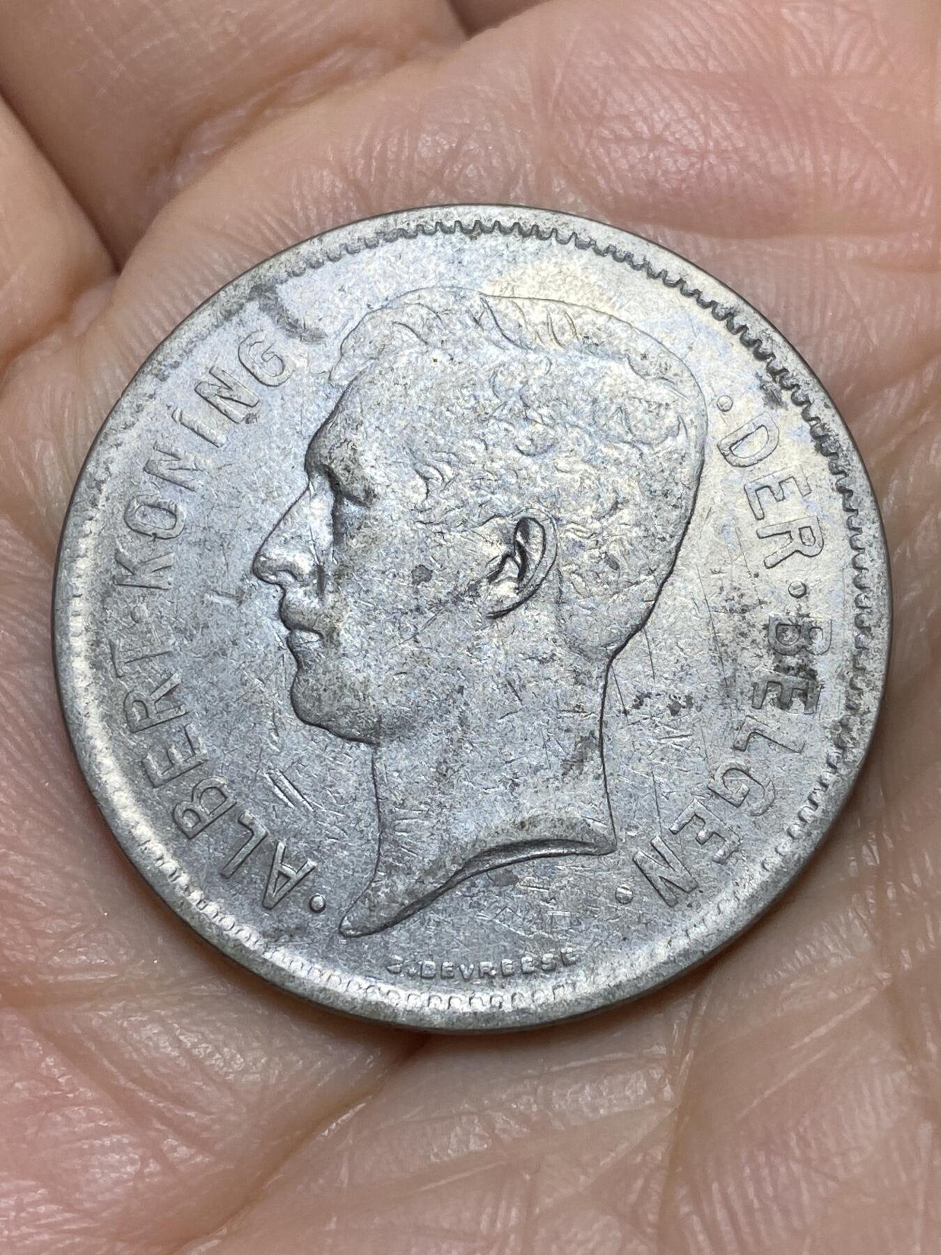 2025年第一百一十九场(总第一百四十五场）外国好品散币(免佣金) 比利时🇧🇪1931年5法郎(阿尔贝一世时期)