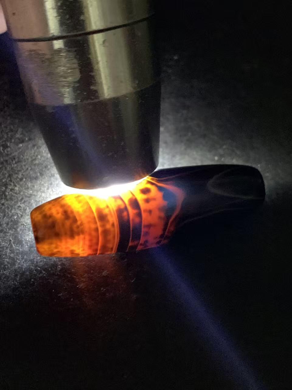 精美罕见X图案千层纹药师玛瑙桶珠一个，