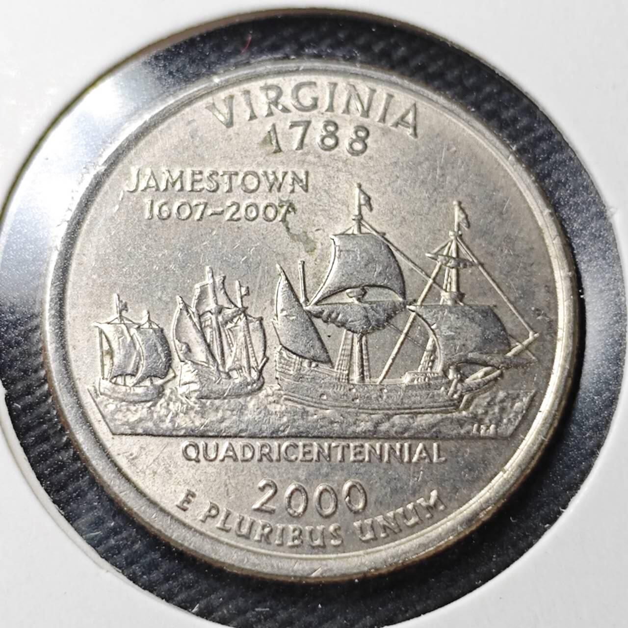 KK钱币收藏小铺  第361场  2月预留时间 周末发货  2000美国25分纪念币