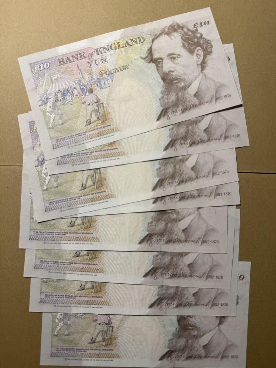 【礼羽收藏】🌏世界钱币拍卖第109期 英国1993年 10镑 8张连号 全新unc- 有潮