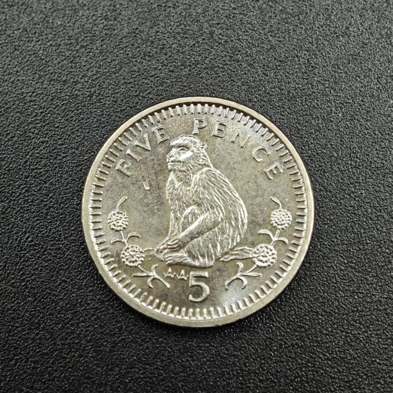 【淘币小摊】实时拍第七百七十九拍   散币场   满百包邮可预留二周 每周一统一发货   直布罗陀1995年5便士镍币