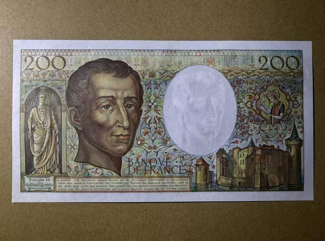【礼羽收藏】🌏世界钱币拍卖第109期 法国 1983年200法郎 孟德斯鸠 全新UNC