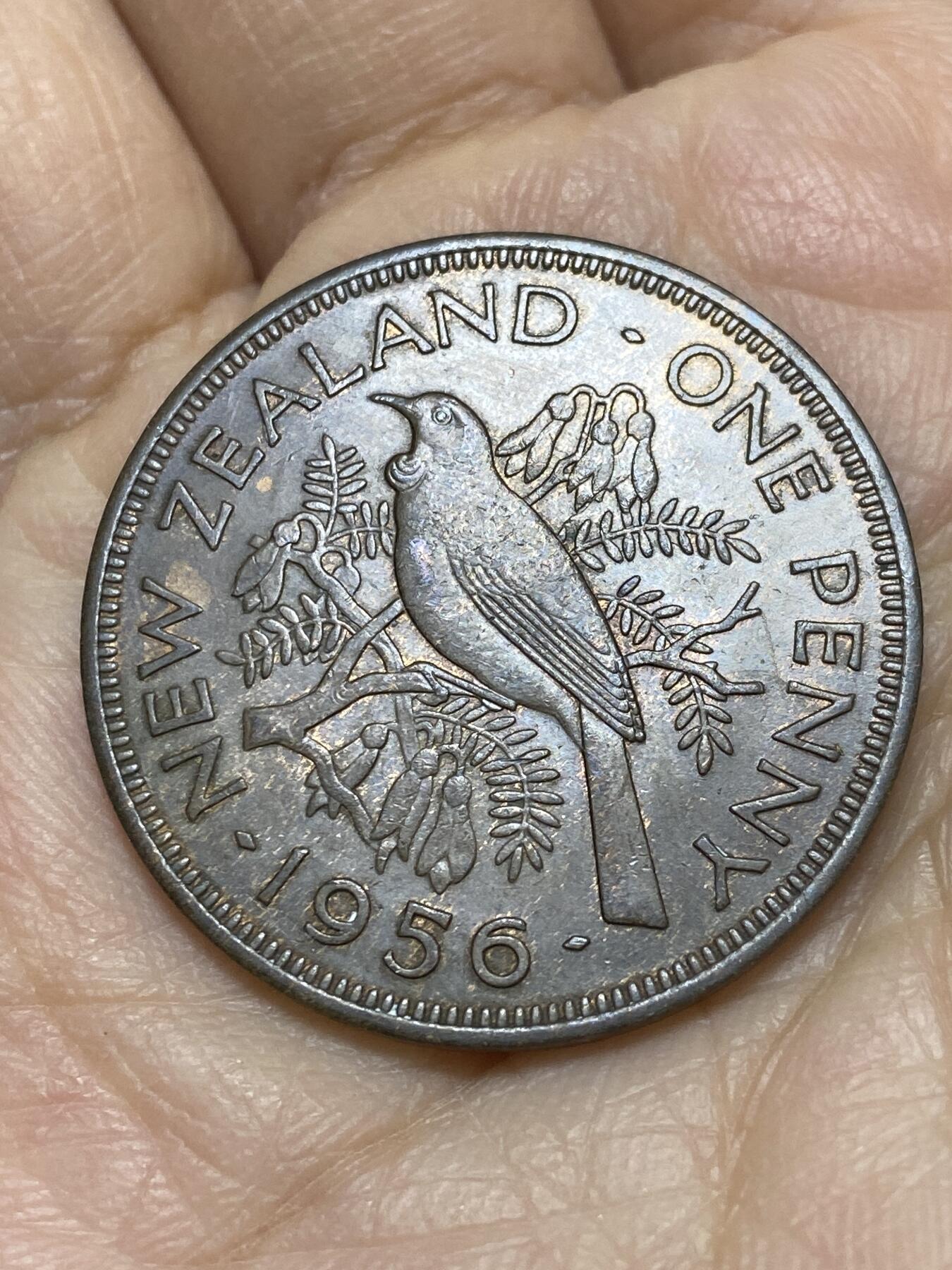 2025年第一百一十九场(总第一百四十五场）外国好品散币(免佣金) 新西兰🇳🇿1956年1便士(伊丽莎白二世青年桂冠)