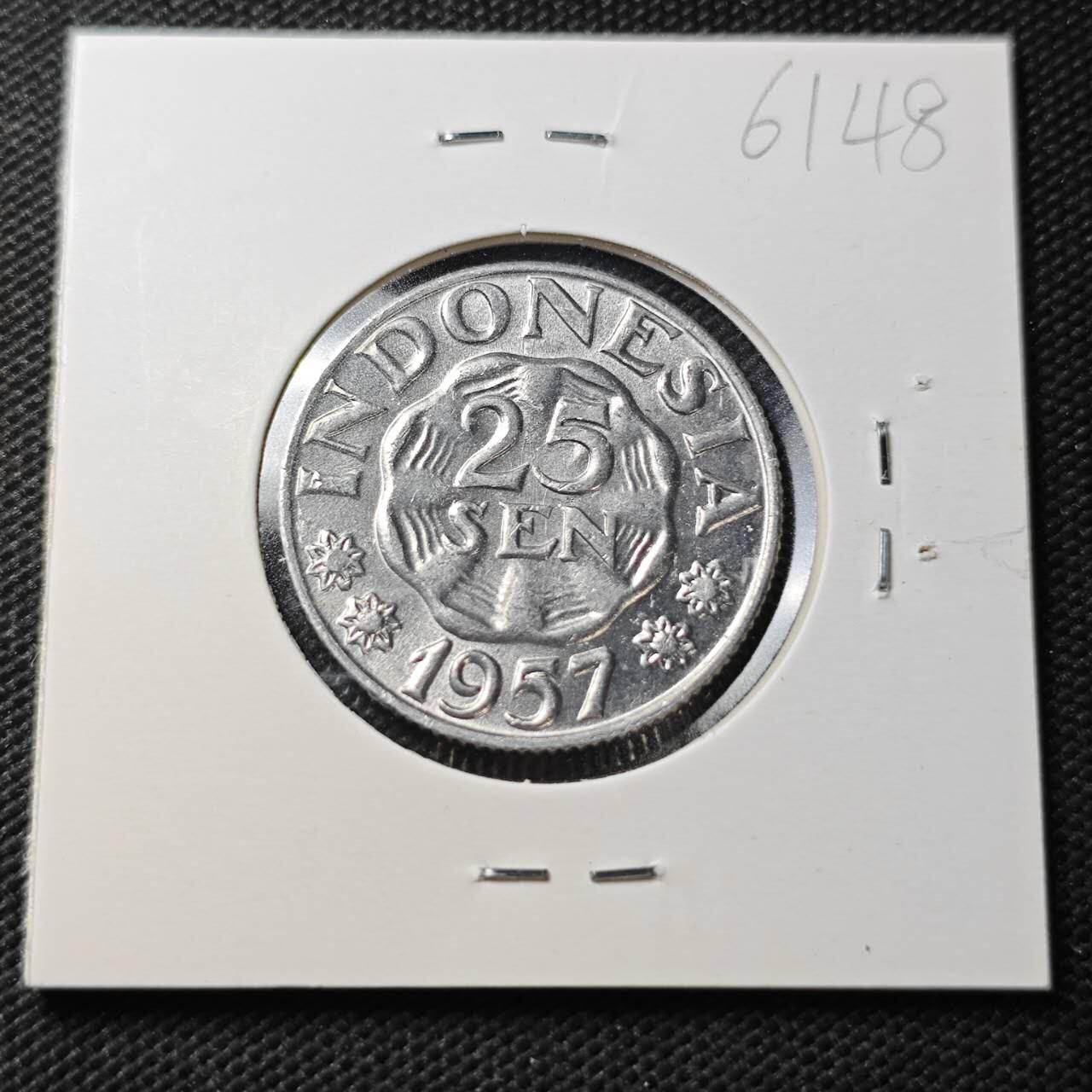 KK钱币收藏小铺  第361场  2月预留时间 周末发货  1967印度尼西亚25仙 好品