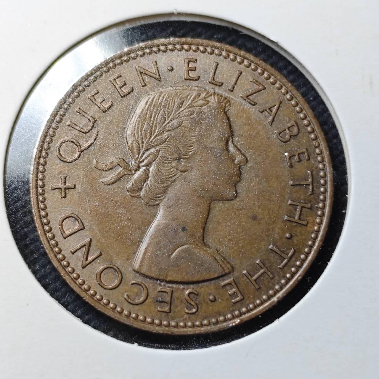 KK钱币收藏小铺  第361场  2月预留时间 周末发货  1962新西兰半便士铜币