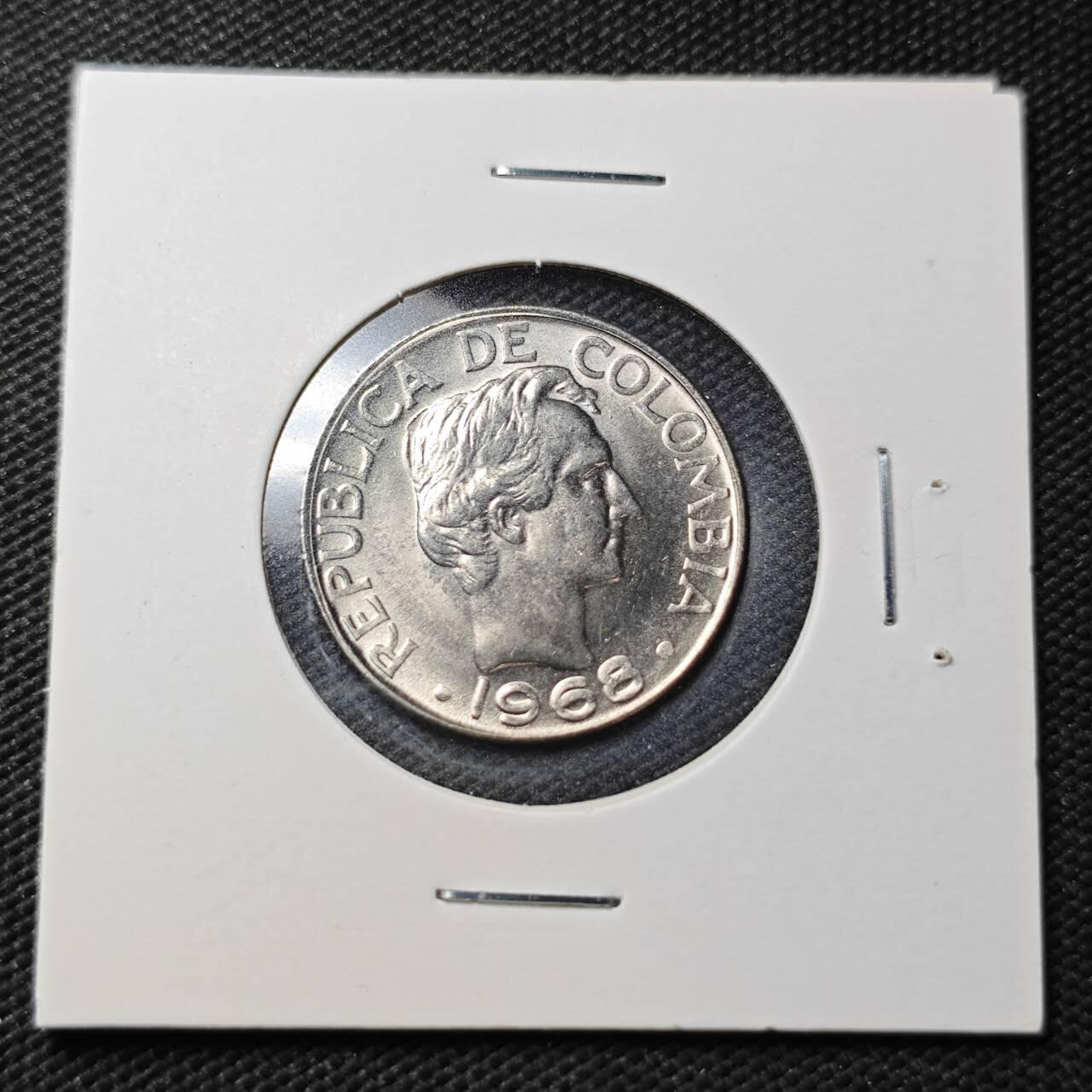 KK钱币收藏小铺  第361场  2月预留时间 周末发货  1968哥伦比亚20分 好品