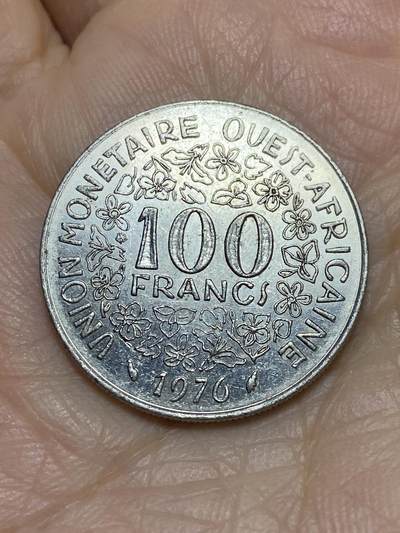 2025年第一百一十九场(总第一百四十五场）外国好品散币(免佣金) - 西非国家联盟1976年100法郎(海豚标)