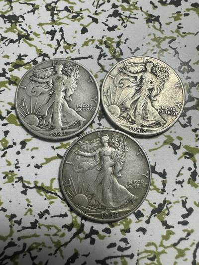 外国钱币，章 - 美国行走半元3枚