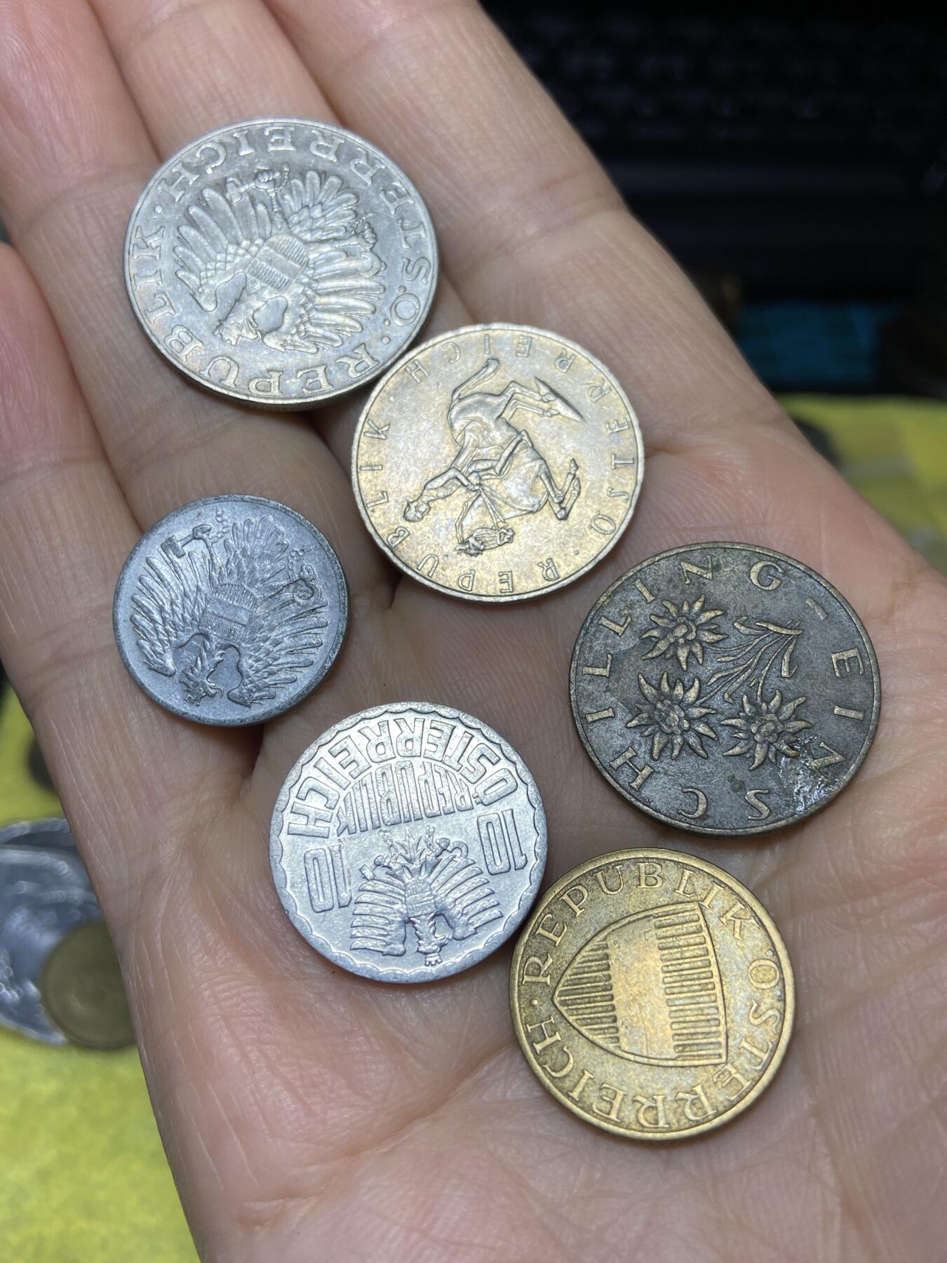 2025年第一百一十九场(总第一百四十五场）外国好品散币(免佣金) 奥地利🇦🇹6枚：1974年10先令，1972年5先令，1952年2格罗申，1978年10格罗申，1972年1先令，1964年50格罗申