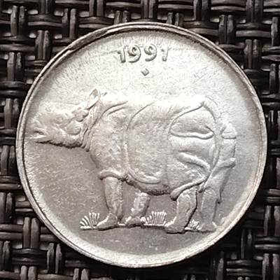 布加迪🐬～世界钱币(上海)🌾第 255 期 /  各国套币和散币 - 印度🇮🇳 1991年 25派沙