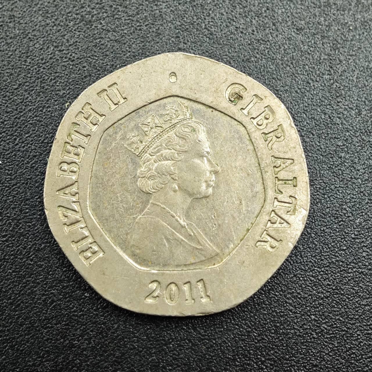 【淘币小摊】实时拍第七百七十九拍   散币场   满百包邮可预留二周 每周一统一发货   直布罗陀2011年20便士镍币