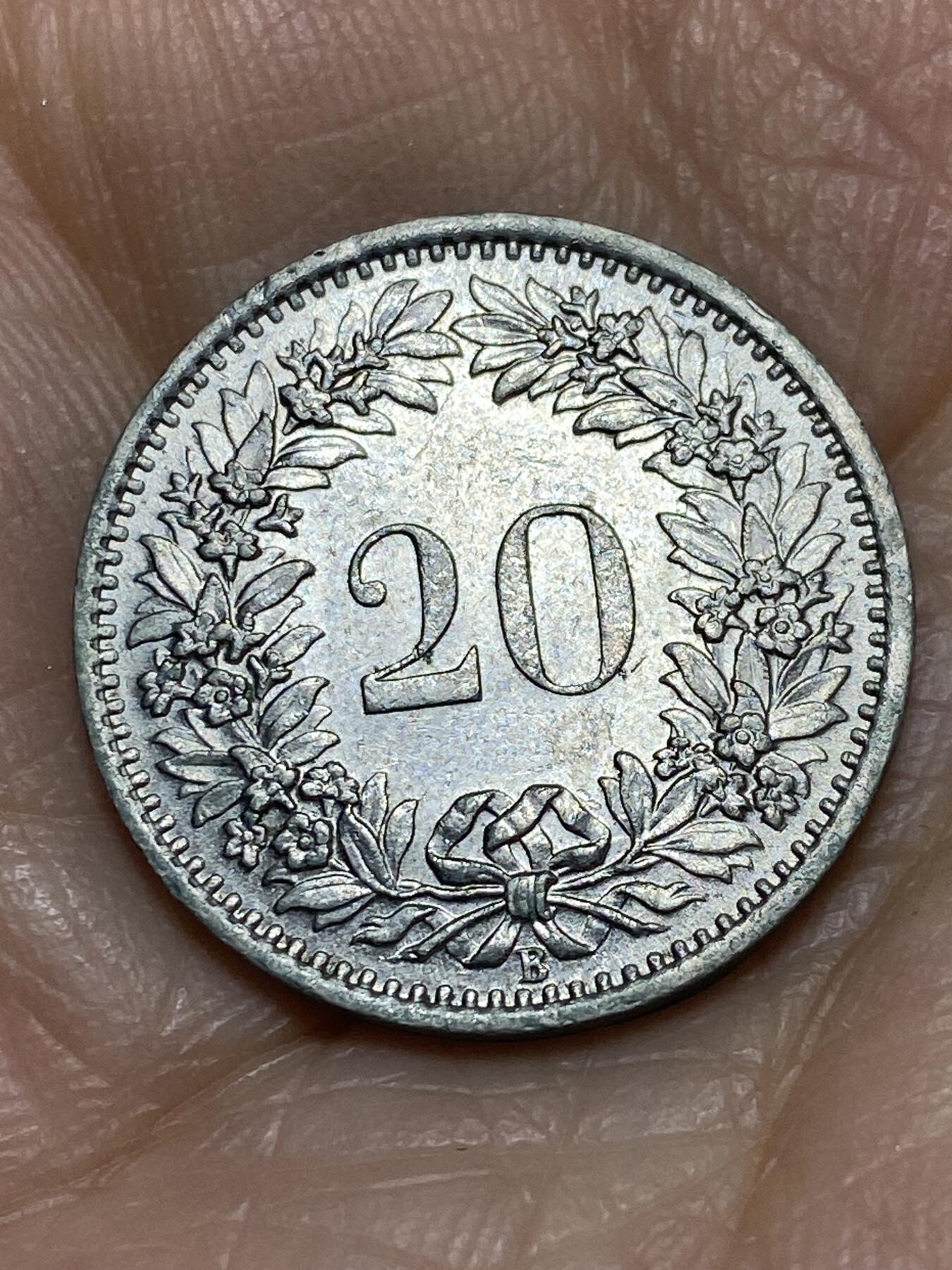 2025年第一百一十九场(总第一百四十五场）外国好品散币(免佣金) 瑞士🇨🇭1969年20分(B标伯尔尼造)