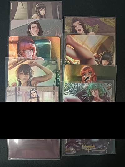 花开卡拍第45期（11月2号周日截拍，品控勿拍!!!拍品不寄存，运费5元，自制卡难免瑕疵，可能存在轻微撞角爆边等出厂瑕疵，品控介意勿拍！） - ACG美女艺术卡彩闪7张普卡1张+藏无缺镭光龙卷，共9张