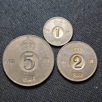 KK钱币收藏小铺  第360场  2月预留时间 周末发货 -  瑞典大小面值铜币一组