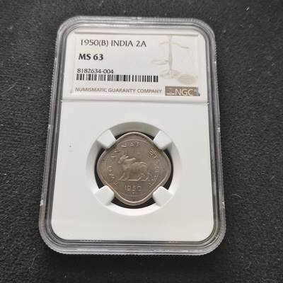 【全场包邮】纯粹捡漏拍473场（免费代拍第10场） - 印度1950年2安娜-NGC MS63