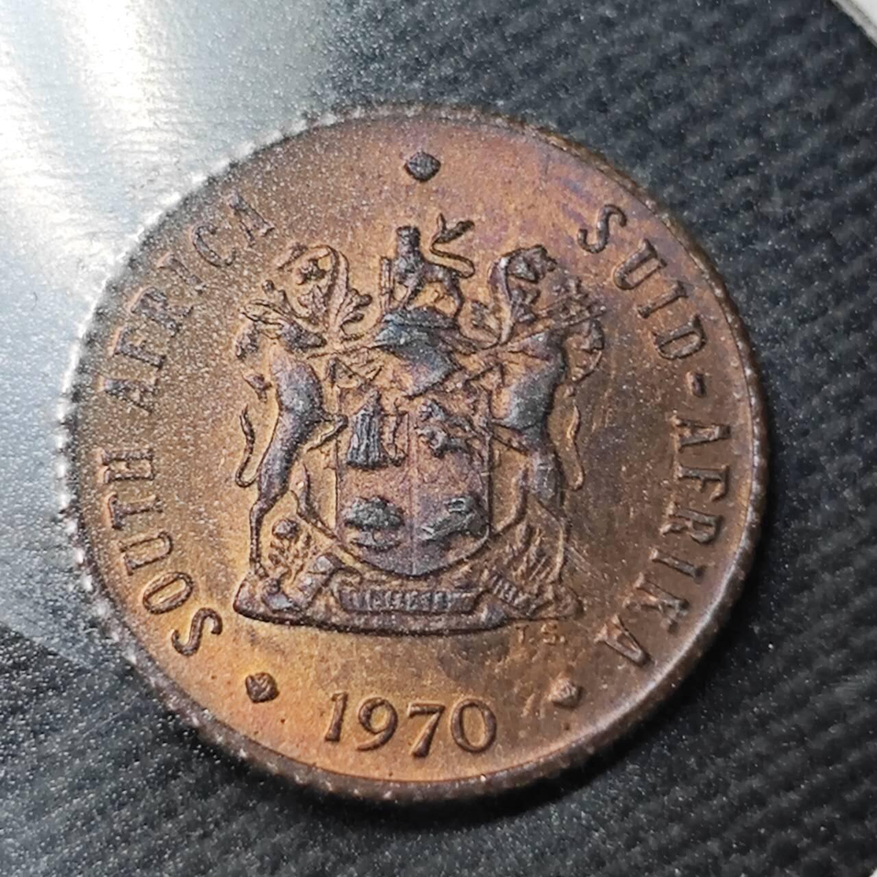 KK钱币收藏小铺  第361场  2月预留时间 周末发货  1970南非1/2分铜币 好品