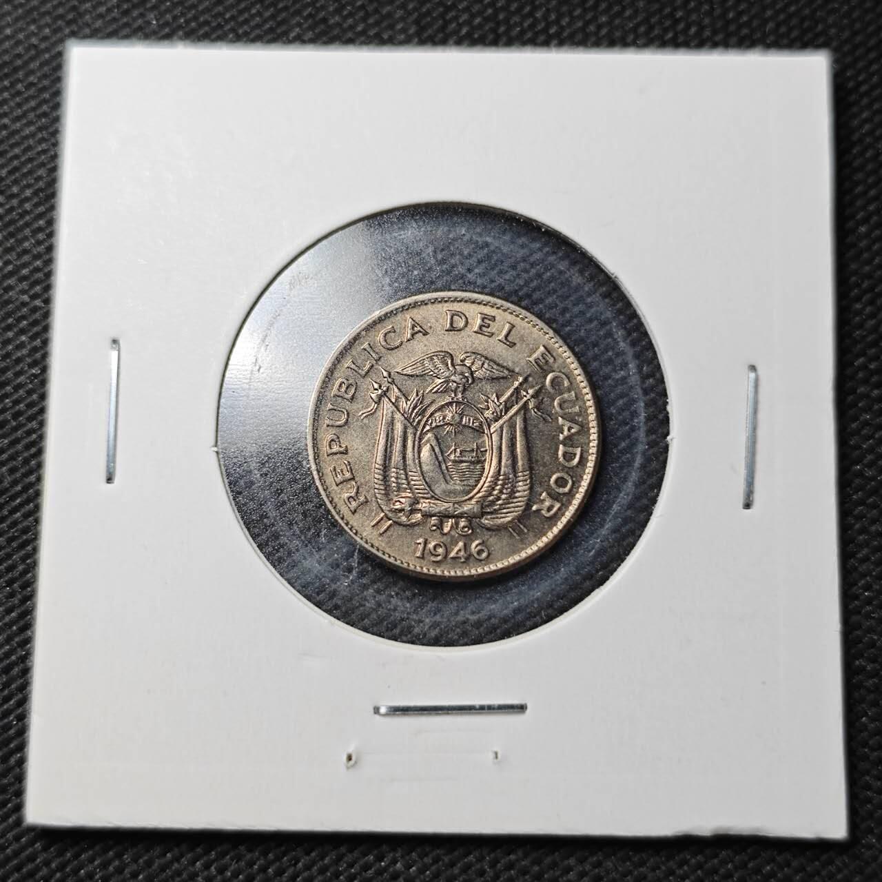 KK钱币收藏小铺  第361场  2月预留时间 周末发货  1946厄瓜多尔10分 好品