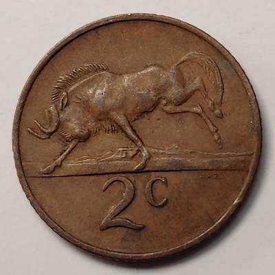 布加迪🐬～世界钱币(上海)🌾第 255 期 /  各国套币和散币 - 南非🇿🇦 1973年 2分