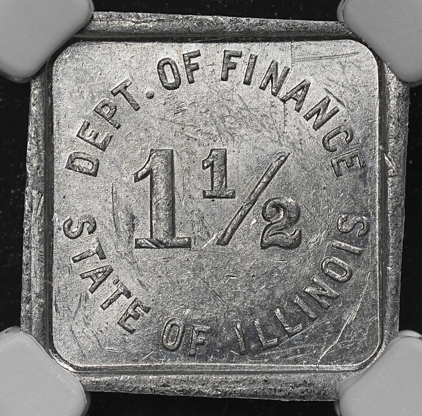 修遠堂世界钱币第九十一期 NGC AU55 20世纪初美国伊利诺伊洲1½ Mills方形铝代用币