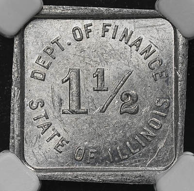 修遠堂世界钱币第九十一期 - NGC AU55 20世纪初美国伊利诺伊洲1½ Mills方形铝代用币