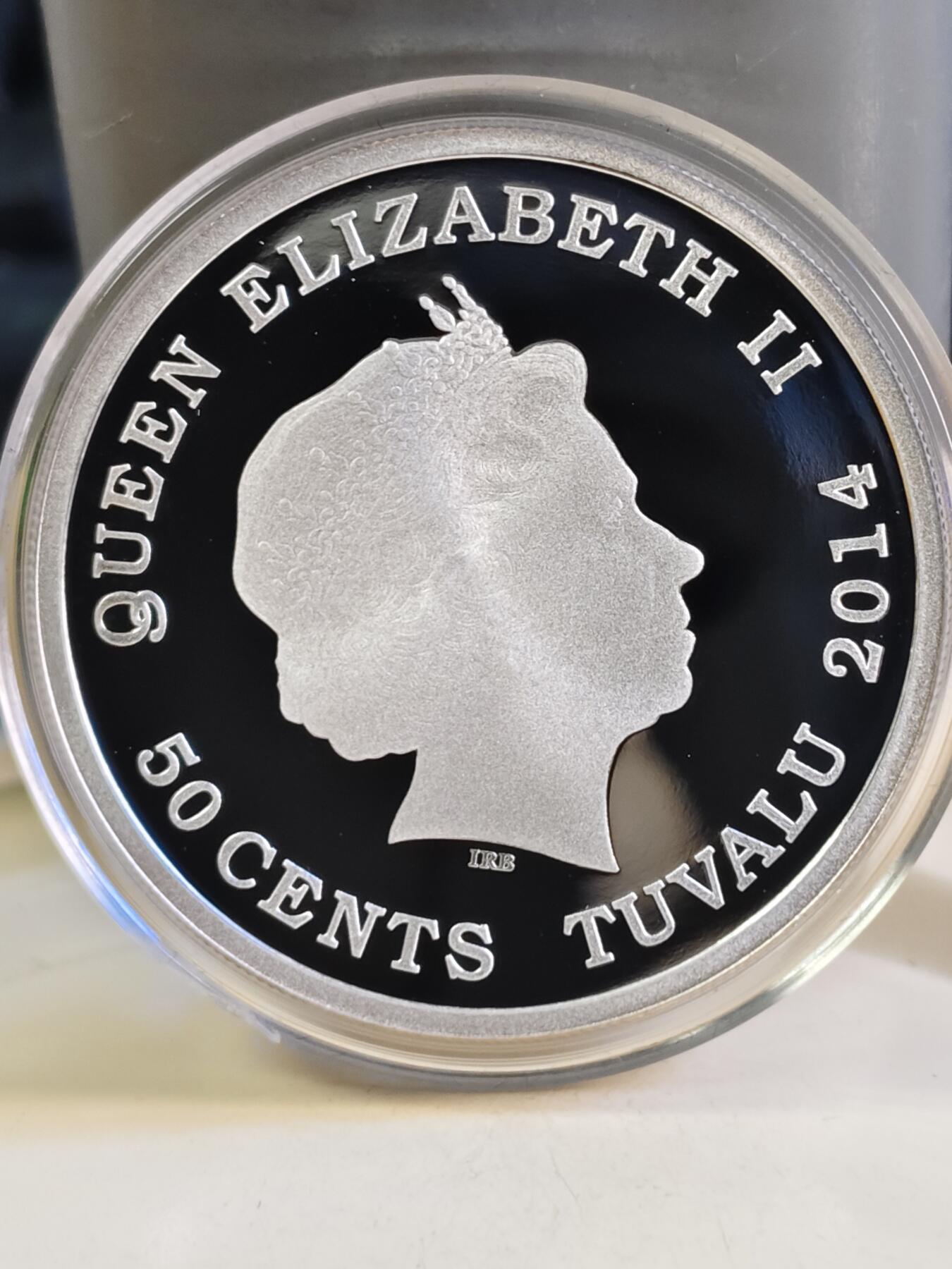 第180期拍卖【长期征集拍品】【北京币展专场】  图瓦卢2014年50分3枚彩色精制银币套 马年（福禄寿） 15.91克*3枚，999银 发行量小于1500套 盒证全 澳大利亚铸造，证书号1266