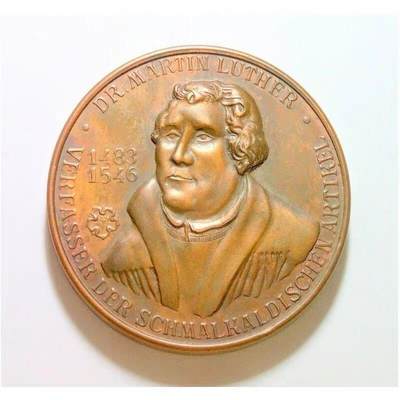 德国1983年 马丁路德及故居高浮雕精制大铜章 42MM - 德国1983年 马丁路德及故居高浮雕精制大铜章 42MM